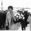 De opening van de verbinding tussen Kamperland en Vrouwenpolder. 24 april 1961  Kon. Juliana en   Burg. van Halst.